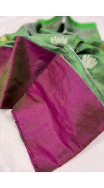 Raw mango pattu pure soft silk all over butta with mashru border