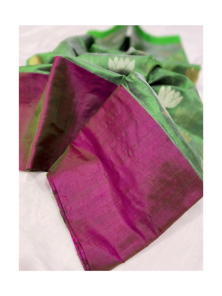 Raw mango pattu pure soft silk all over butta with mashru border