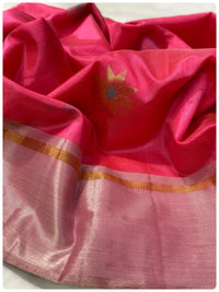 Chanderi pattu pure soft silk all over Meena star butta with silver gold zari