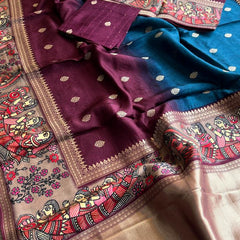 Luxurious Silver Banarasi Weave Satin Crepe Saree