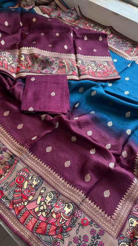 Luxurious Silver Banarasi Weave Satin Crepe Saree