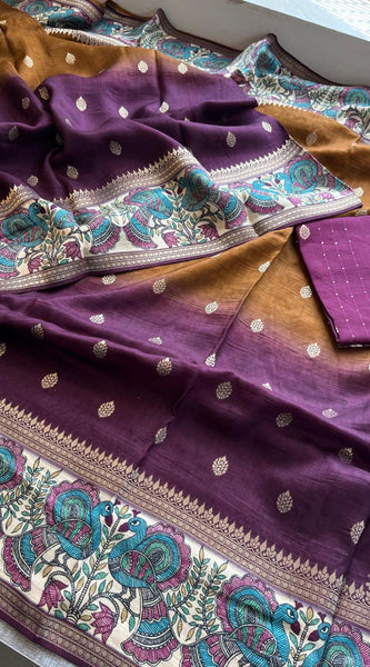Luxurious Silver Banarasi Weave Satin Crepe Saree