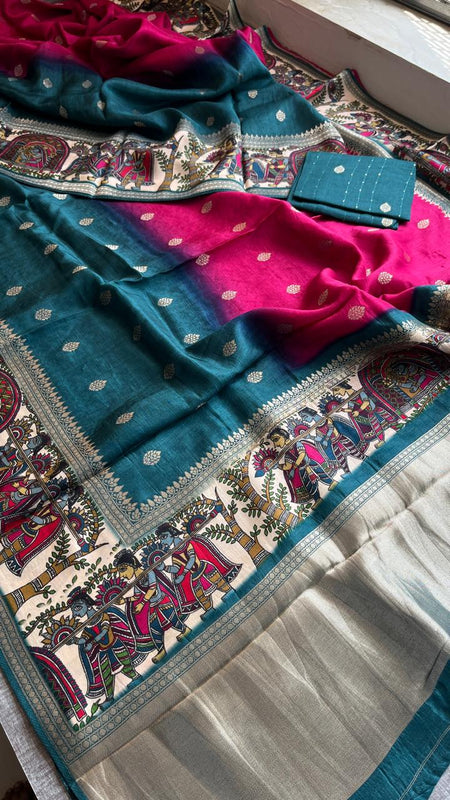 Luxurious Silver Banarasi Weave Satin Crepe Saree