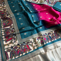 Luxurious Silver Banarasi Weave Satin Crepe Saree