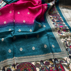 Luxurious Silver Banarasi Weave Satin Crepe Saree