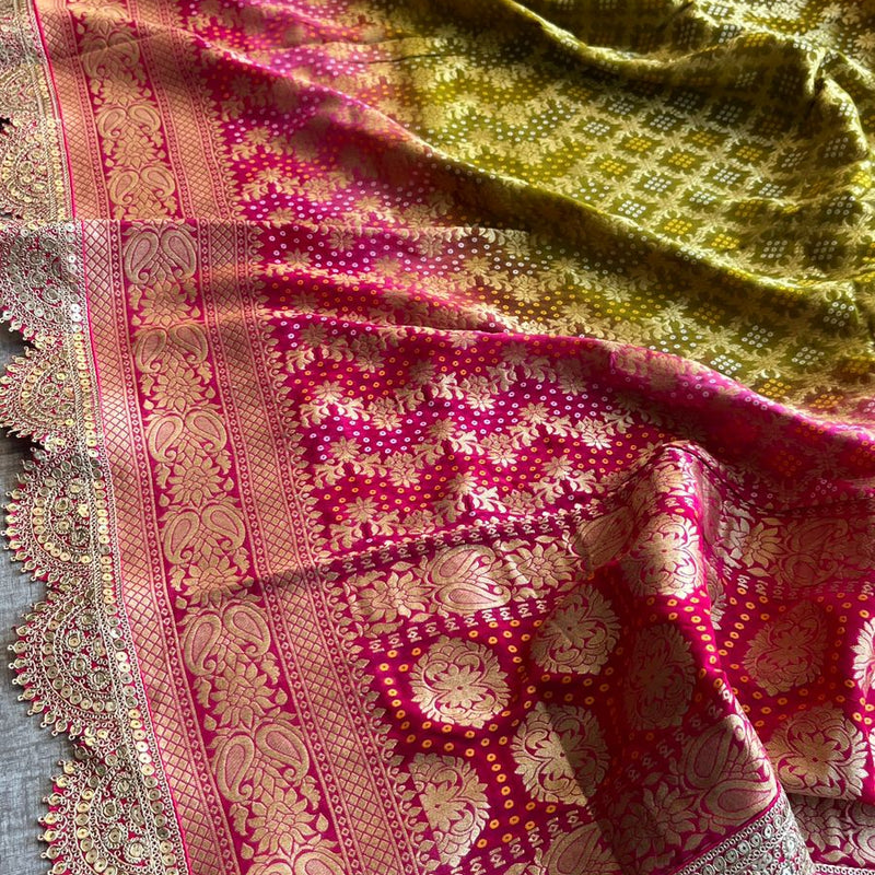 Elegant Bandhani Banarasi Khaddi Georgette Dupatta
