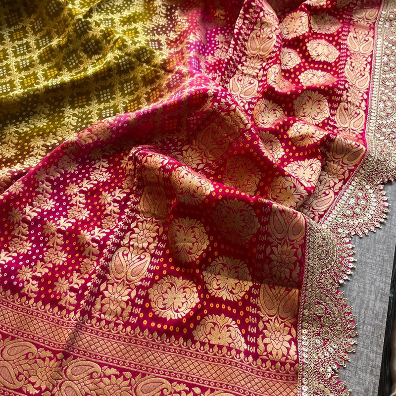 Elegant Bandhani Banarasi Khaddi Georgette Dupatta