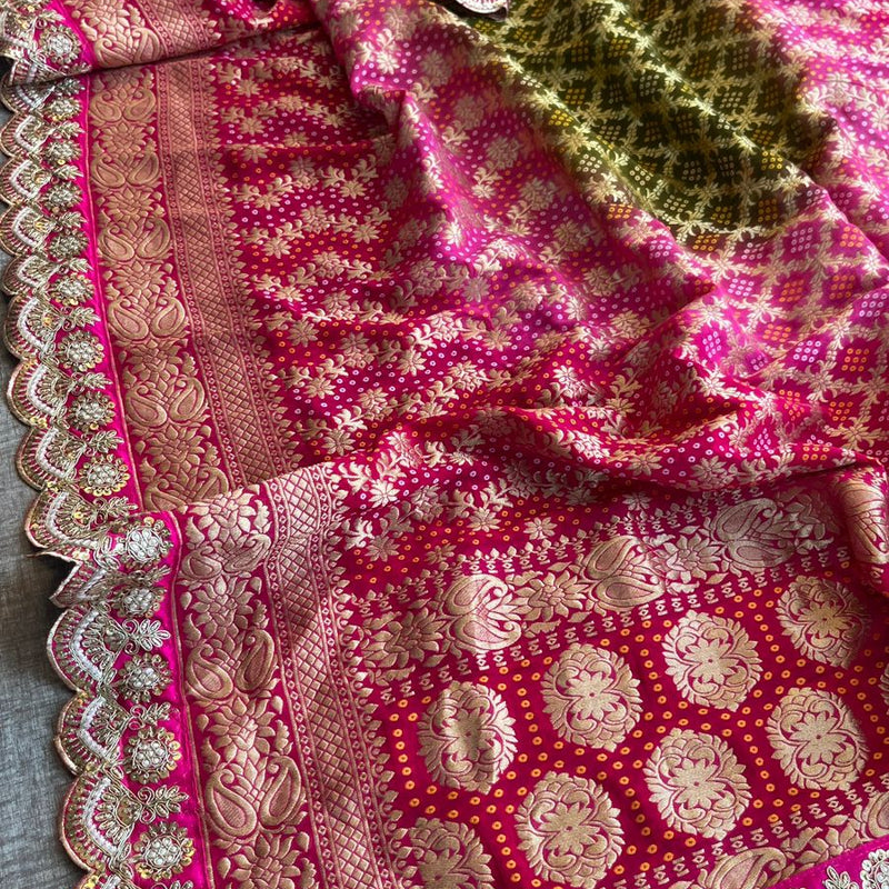 Elegant Bandhani Banarasi Khaddi Georgette Dupatta
