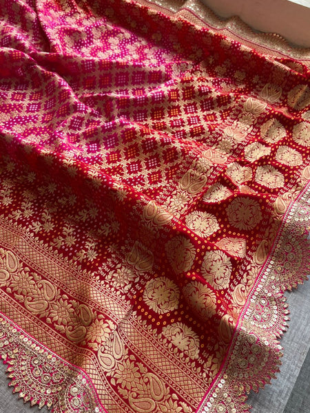 Elegant Bandhani Banarasi Khaddi Georgette Dupatta