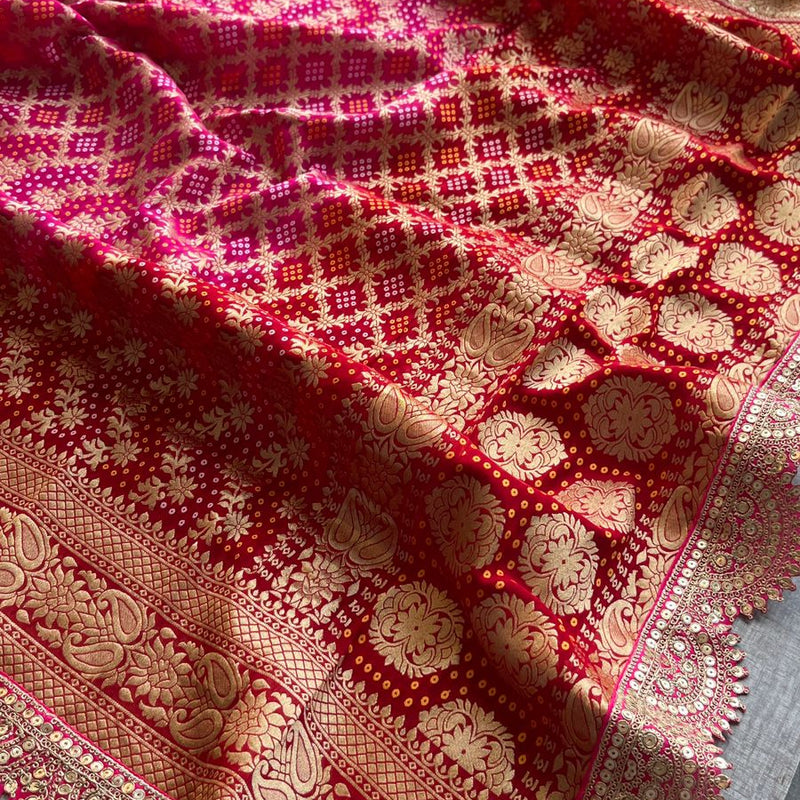 Elegant Bandhani Banarasi Khaddi Georgette Dupatta