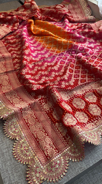 Elegant Bandhani Banarasi Khaddi Georgette Dupatta