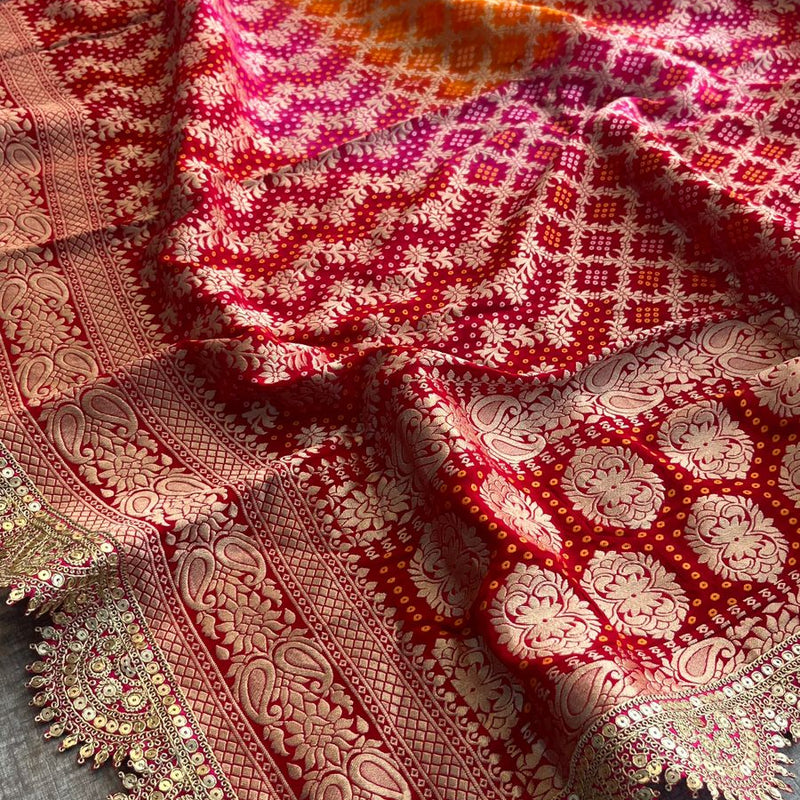 Elegant Bandhani Banarasi Khaddi Georgette Dupatta