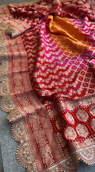 Elegant Bandhani Banarasi Khaddi Georgette Dupatta