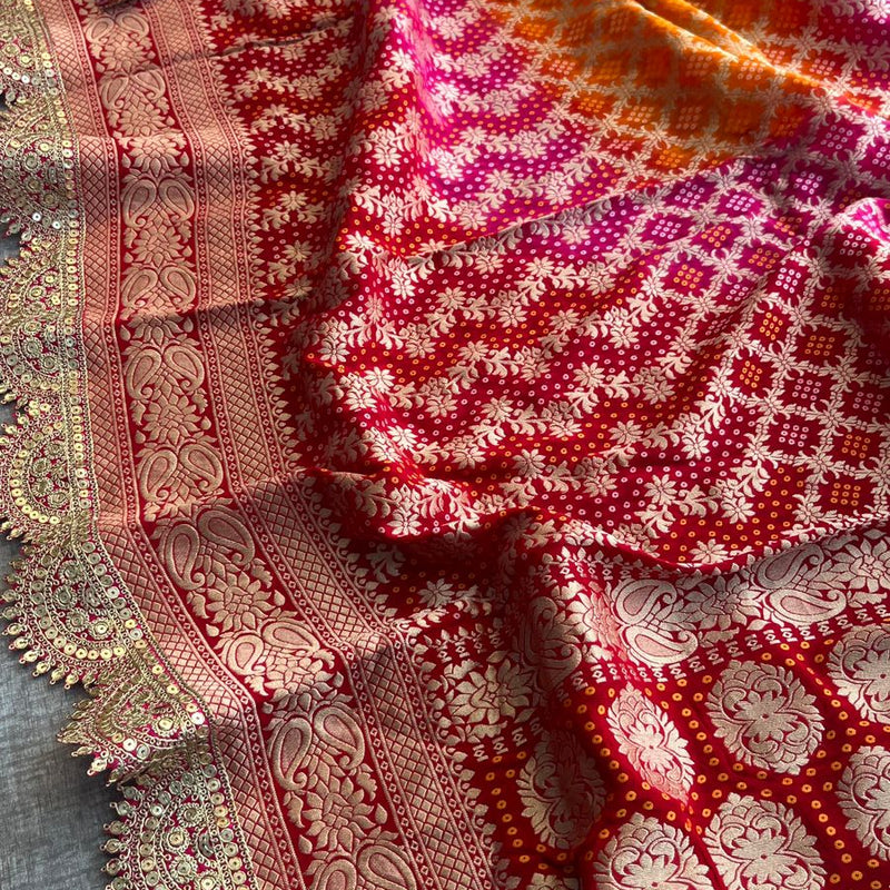 Elegant Bandhani Banarasi Khaddi Georgette Dupatta