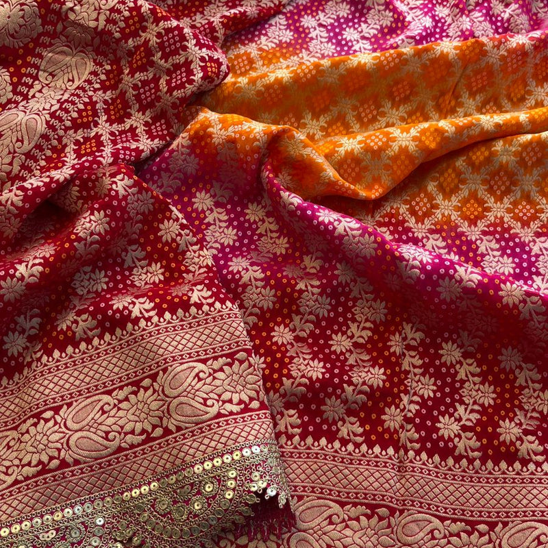 Elegant Bandhani Banarasi Khaddi Georgette Dupatta