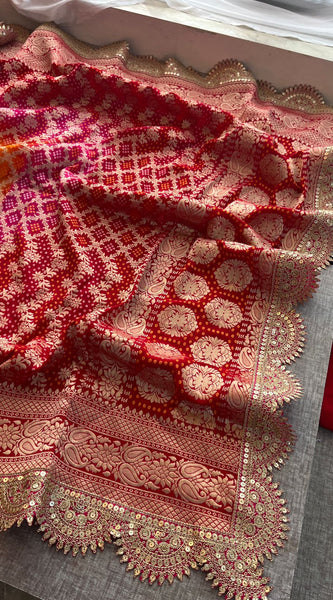 Elegant Bandhani Banarasi Khaddi Georgette Dupatta