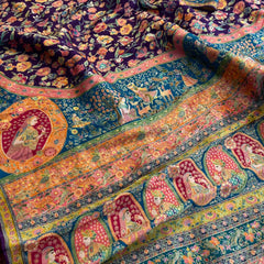 Luxurious Meena Banarasi Munga Tussar Silk Saree
