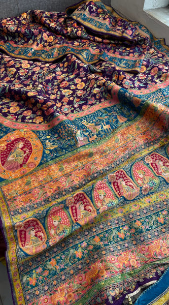 Luxurious Meena Banarasi Munga Tussar Silk Saree