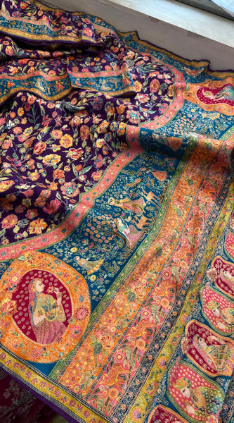 Luxurious Meena Banarasi Munga Tussar Silk Saree