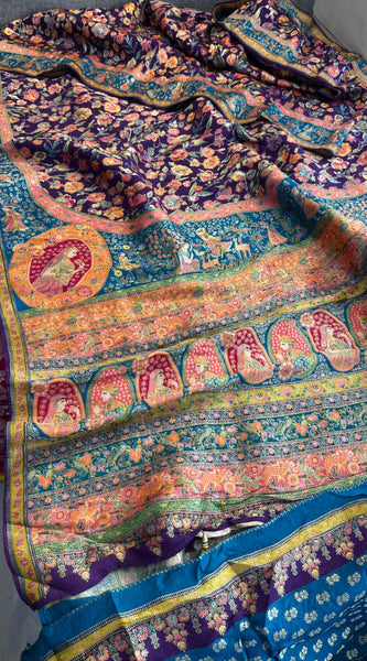 Luxurious Meena Banarasi Munga Tussar Silk Saree