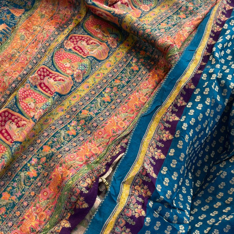 Luxurious Meena Banarasi Munga Tussar Silk Saree