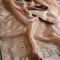 Soft Tissue Silk Saree with Gotapatti, Zardozi & Pearl Embellishments