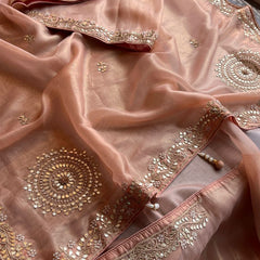 Soft Tissue Silk Saree with Gotapatti, Zardozi & Pearl Embellishments