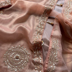 Soft Tissue Silk Saree with Gotapatti, Zardozi & Pearl Embellishments