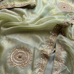 Soft Tissue Silk Saree with Gotapatti, Zardozi & Pearl Embellishments
