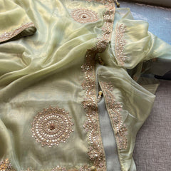 Soft Tissue Silk Saree with Gotapatti, Zardozi & Pearl Embellishments