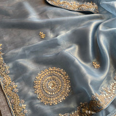 Soft Tissue Silk Saree with Gotapatti, Zardozi & Pearl Embellishments