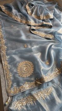 Soft Tissue Silk Saree with Gotapatti, Zardozi & Pearl Embellishments