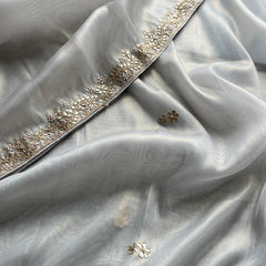 Soft Tissue Silk Saree with Gotapatti, Zardozi & Pearl Embellishments