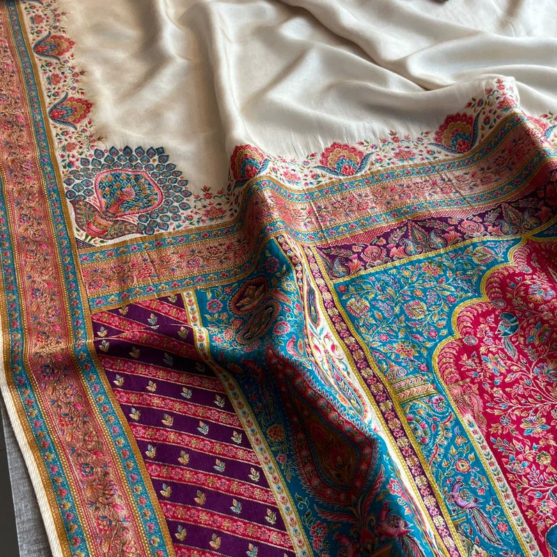 Elegant Meena Banarasi Munga Tussar Silk Saree