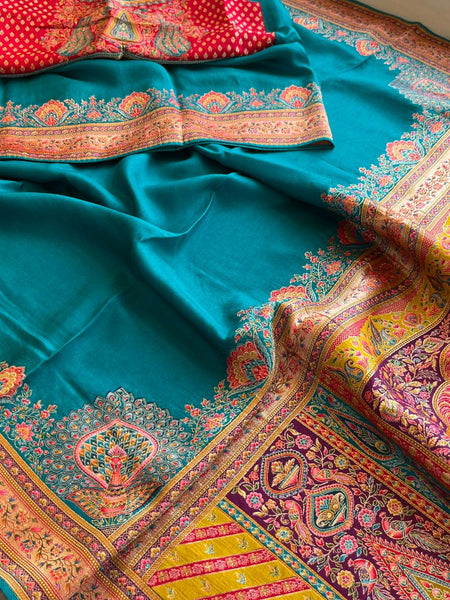 Pure Munga Tussar Silk Saree with Meena Banarasi Weaving