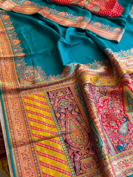 Pure Munga Tussar Silk Saree with Meena Banarasi Weaving