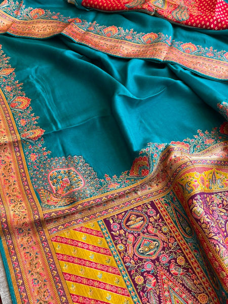 Pure Munga Tussar Silk Saree with Meena Banarasi Weaving