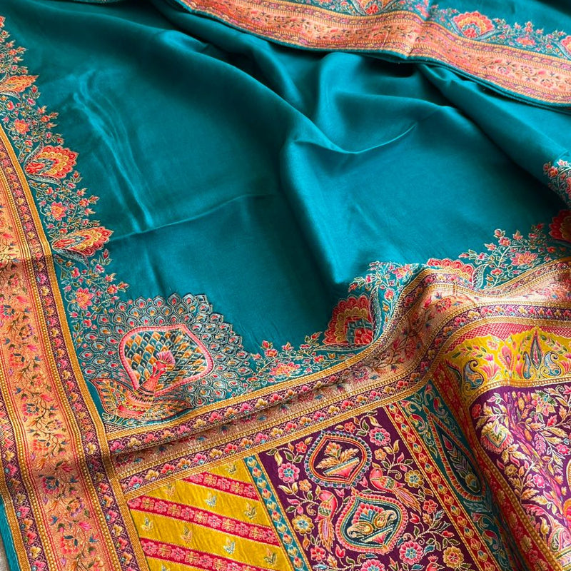 Pure Munga Tussar Silk Saree with Meena Banarasi Weaving