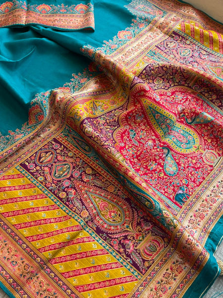 Pure Munga Tussar Silk Saree with Meena Banarasi Weaving