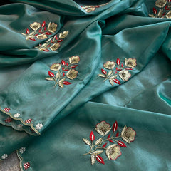 Handloom Zari Tissue Silk Saree with Zardozi, Pearl & Sequins Work