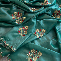 Handloom Zari Tissue Silk Saree with Zardozi, Pearl & Sequins Work