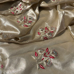 Handloom Zari Tissue Silk Saree with Zardozi, Pearl & Sequins Work
