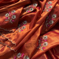 Handloom Zari Tissue Silk Saree with Zardozi, Pearl & Sequins Work