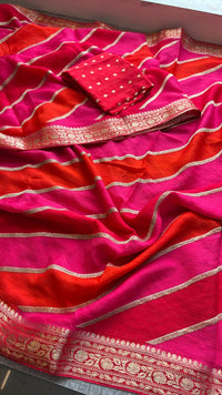 Elegant Pure Chinon Crepe Saree with Banarasi Weaving