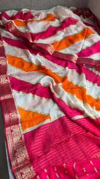 Elegant Pure Chinon Crepe Saree with Banarasi Weaving