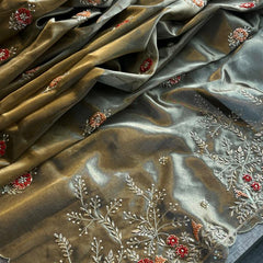 Handloom Zari Tissue Silk Saree with Zardozi, Sequins & Pearl Work