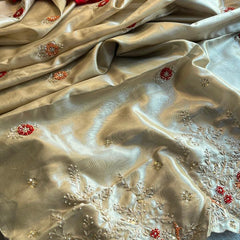 Handloom Zari Tissue Silk Saree with Zardozi, Sequins & Pearl Work
