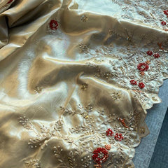 Handloom Zari Tissue Silk Saree with Zardozi, Sequins & Pearl Work