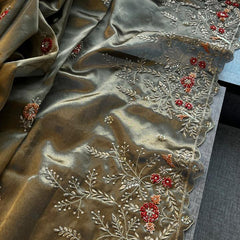 Handloom Zari Tissue Silk Saree with Zardozi, Sequins & Pearl Work