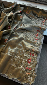 Handloom Zari Tissue Silk Saree with Zardozi, Sequins & Pearl Work